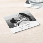 Modern Script Photo Weddennames Date Party Kartonnen Onderzetters (Schuin)