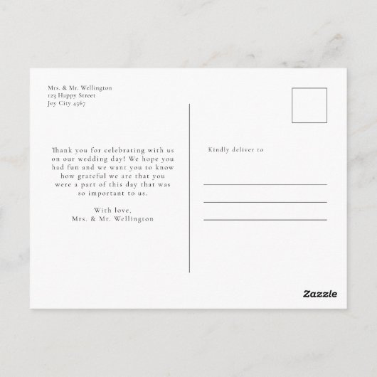 Modern Script Photo Weddenschap Bedankt Briefkaart (Achterkant)