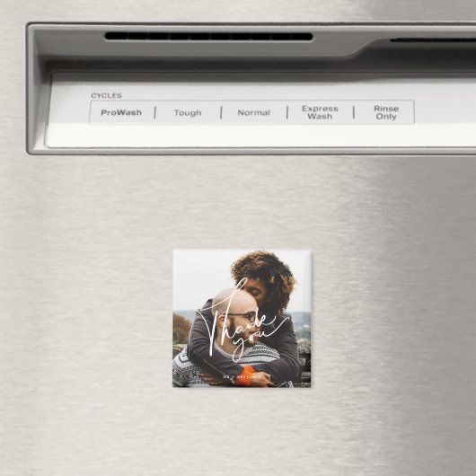 Modern Script Photo Weddenschap Bedankt Magneet (Insitu (Vaatwasser))