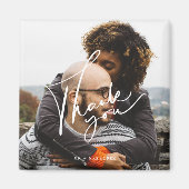 Modern Script Photo Weddenschap Bedankt Magneet (Voorkant)