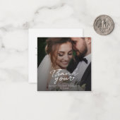 Modern Script Photo Weddenschap Bedankt Notitiekaartje (Voorkant / Achterkant in situ)