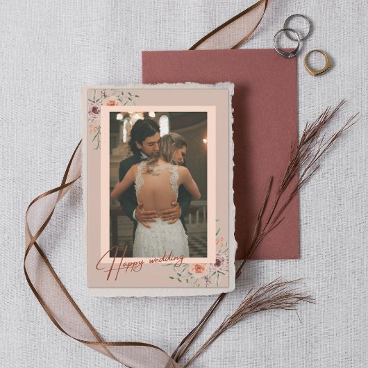 Modern Script Photo Weddenschap floral Bedankt