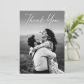 Modern Script Photo Wedding Bedankkaart (Staand voorkant)