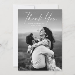 Modern Script Photo Wedding Bedankkaart
