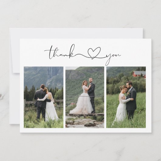 Modern Script Photo Wedding Bedankkaart (Voorkant)