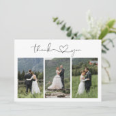 Modern Script Photo Wedding Bedankkaart (Staand voorkant)