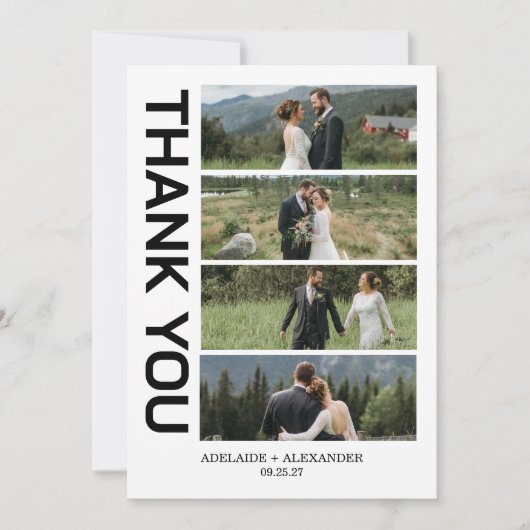 Modern Script Photo Wedding Bedankkaart (Voorkant)