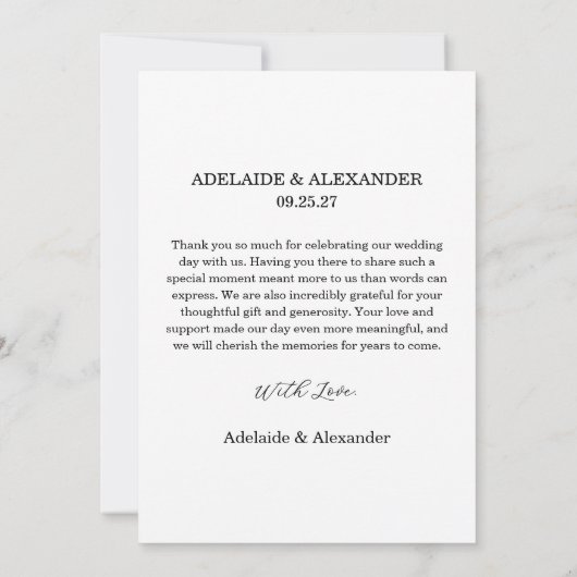 Modern Script Photo Wedding Bedankkaart (Achterkant)