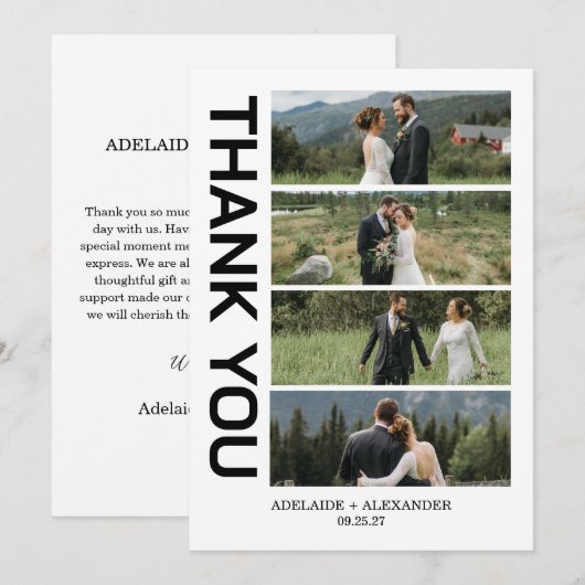 Modern Script Photo Wedding Bedankkaart (Voorkant / Achterkant)