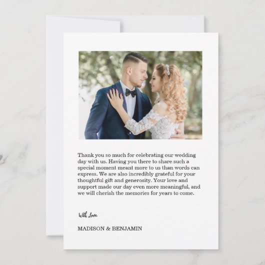 Modern Script Photo Wedding Bedankkaart (Achterkant)
