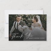 Modern Script Photo Wedding Bedankkaart (Voorkant)