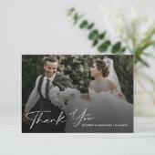 Modern Script Photo Wedding Bedankkaart (Staand voorkant)