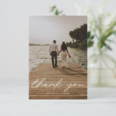 Modern Script Photo Wedding Bedankkaart (Staand voorkant)
