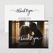 Modern Script Photo Wedding Bedankkaart (Voorkant / Achterkant)