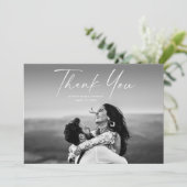 Modern Script Photo Wedding Bedankkaart (Staand voorkant)