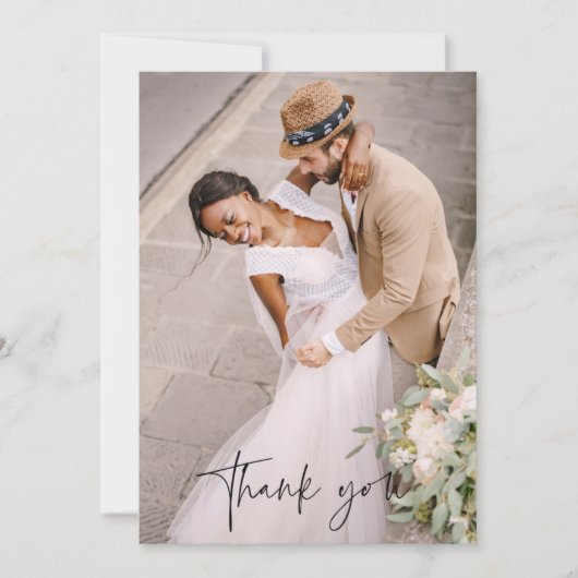 Modern Script Photo Wedding Bedankkaart (Voorkant)