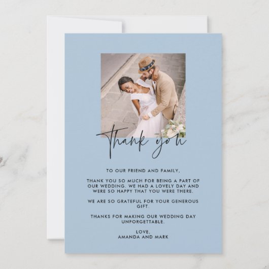 Modern Script Photo Wedding Bedankkaart (Achterkant)