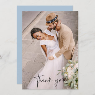 Modern Script Photo Wedding Bedankkaart