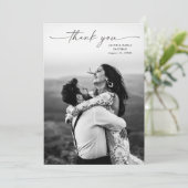 Modern Script Photo Wedding Bedankkaart (Staand voorkant)
