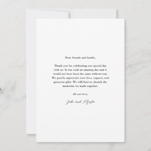 Modern Script Photo Wedding Bedankkaart (Achterkant)