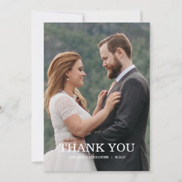 Modern Script Photo Wedding Bedankkaart