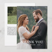 Modern Script Photo Wedding Bedankkaart (Voorkant / Achterkant)