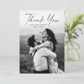 Modern Script Photo Wedding Bedankkaart (Staand voorkant)