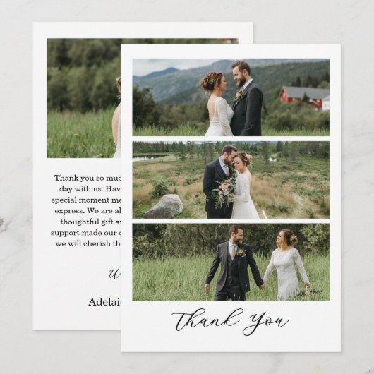Modern Script Photo Wedding Bedankkaart (Voorkant / Achterkant)