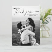 Modern Script Photo Wedding Bedankkaart (Staand voorkant)