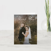 Modern Script Photo Wedding Bedankkaart (Voorkant)