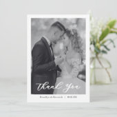 Modern Script Photo Wedding Bedankkaart (Staand voorkant)