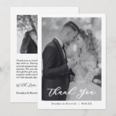 Modern Script Photo Wedding Bedankkaart (Voorkant / Achterkant)