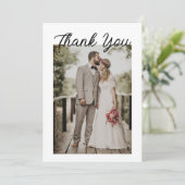 Modern Script Photo Wedding Bedankkaart (Staand voorkant)