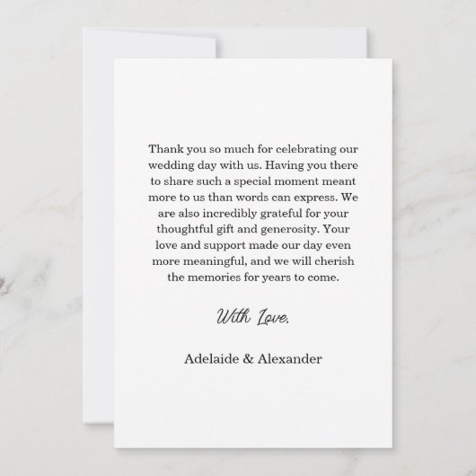 Modern Script Photo Wedding Bedankkaart (Achterkant)
