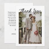 Modern Script Photo Wedding Bedankkaart (Voorkant / Achterkant)