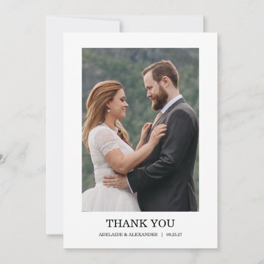 Modern Script Photo Wedding Bedankkaart (Voorkant)