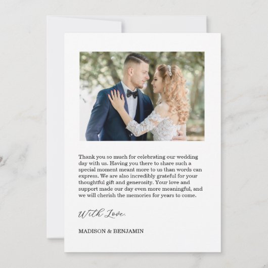 Modern Script Photo Wedding Bedankkaart (Achterkant)
