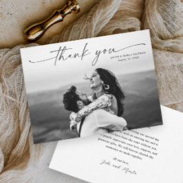 Modern Script Photo Wedding Bedankkaart