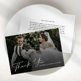 Modern Script Photo Wedding Bedankkaart