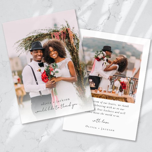 Modern Script Photo Wedding Bedankkaart