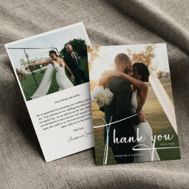 Modern Script Photo Wedding Bedankkaart