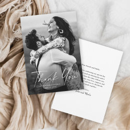 Modern Script Photo Wedding Bedankkaart