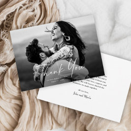 Modern Script Photo Wedding Bedankkaart
