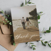 Modern Script Photo Wedding Bedankkaart