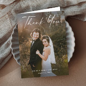 Modern Script Photo Wedding Bedankkaart