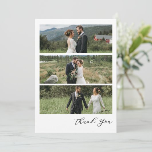 Modern Script Photo Wedding Bedankkaart (Staand voorkant)