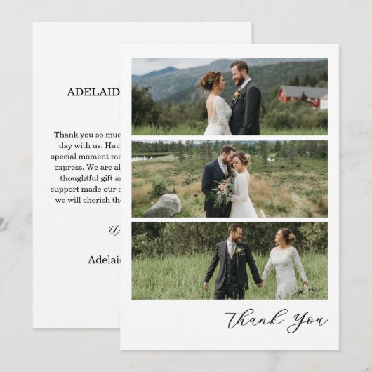 Modern Script Photo Wedding Bedankkaart (Voorkant / Achterkant)