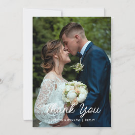 Modern Script Photo Wedding Bedankkaart