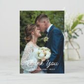 Modern Script Photo Wedding Bedankkaart (Staand voorkant)