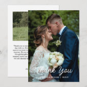Modern Script Photo Wedding Bedankkaart (Voorkant / Achterkant)